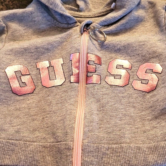 Guess grey/pink sparkly zip up hooded dress - Picture 4 of 5